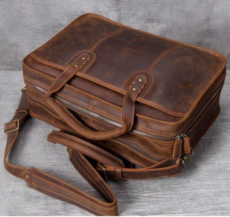 Vintage Kožna Aktovka Za Prijenosno Računalo Od 16 Inča I 17